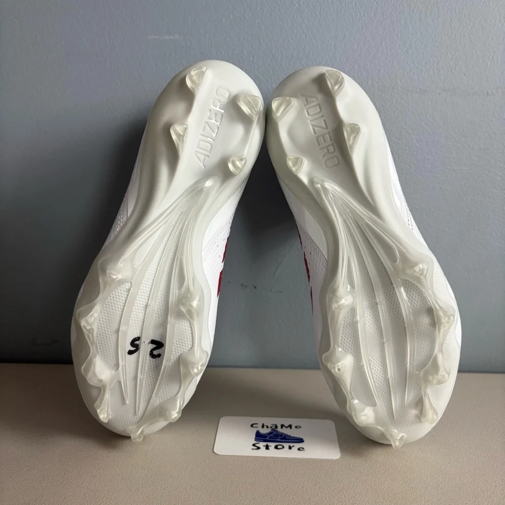 adidas Adizero Impact Football Cleats White Red Shoes IF2477 Men’s Sz 8.5 - Picture 7 of 9